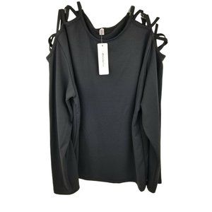 OC Order Plus Large open shoulder black Shirt Blouse NWT
